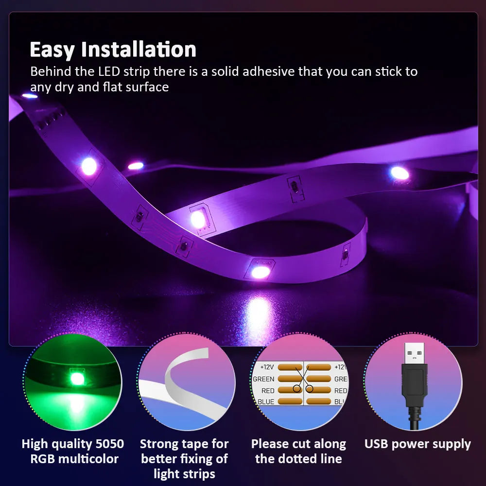LED Strip Lights RGB 3535 ,5V 1M-30M,16 million colors, RGB , Led Strip Lighting Music Sync, Color Changing for Party Home