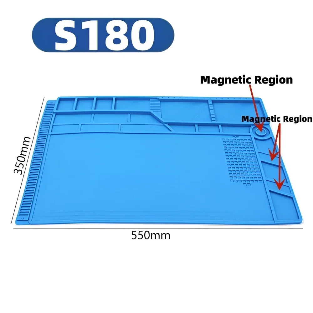 Magnetic Mat Silicone Repair Mat Circuit Board Soldering Pad Heat Resistant 932°F Anti-Static for ESD Iron Phone Repair