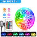 3.28ft-100ft USB LED Strip Light APP Control with 44 Key Remote Control RGB 3535 Ribbon Lamp TV Backlights Game Room Home Decor