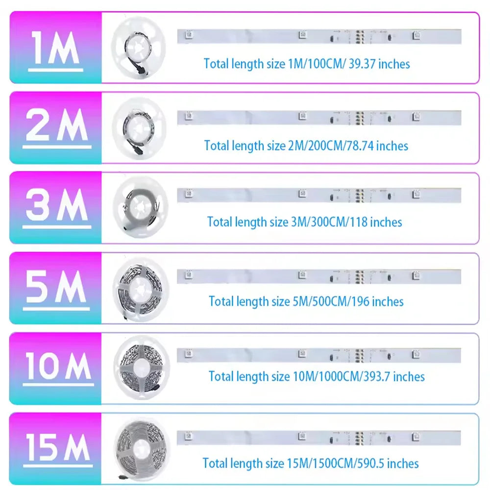 3.28ft-100ft USB LED Strip Light APP Control with 44 Key Remote Control RGB 3535 Ribbon Lamp TV Backlights Game Room Home Decor