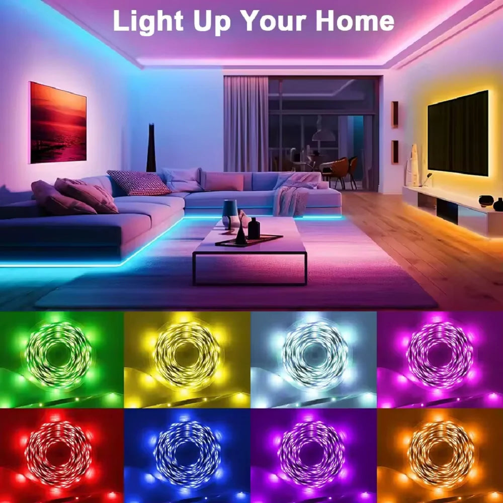 3.28ft-100ft USB LED Strip Light APP Control with 44 Key Remote Control RGB 3535 Ribbon Lamp TV Backlights Game Room Home Decor
