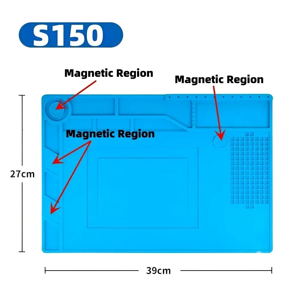 Magnetic Mat Silicone Repair Mat Circuit Board Soldering Pad Heat Resistant 932°F Anti-Static for ESD Iron Phone Repair