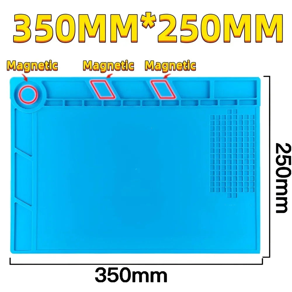 Magnetic Mat Silicone Repair Mat Circuit Board Soldering Pad Heat Resistant 932°F Anti-Static for ESD Iron Phone Repair