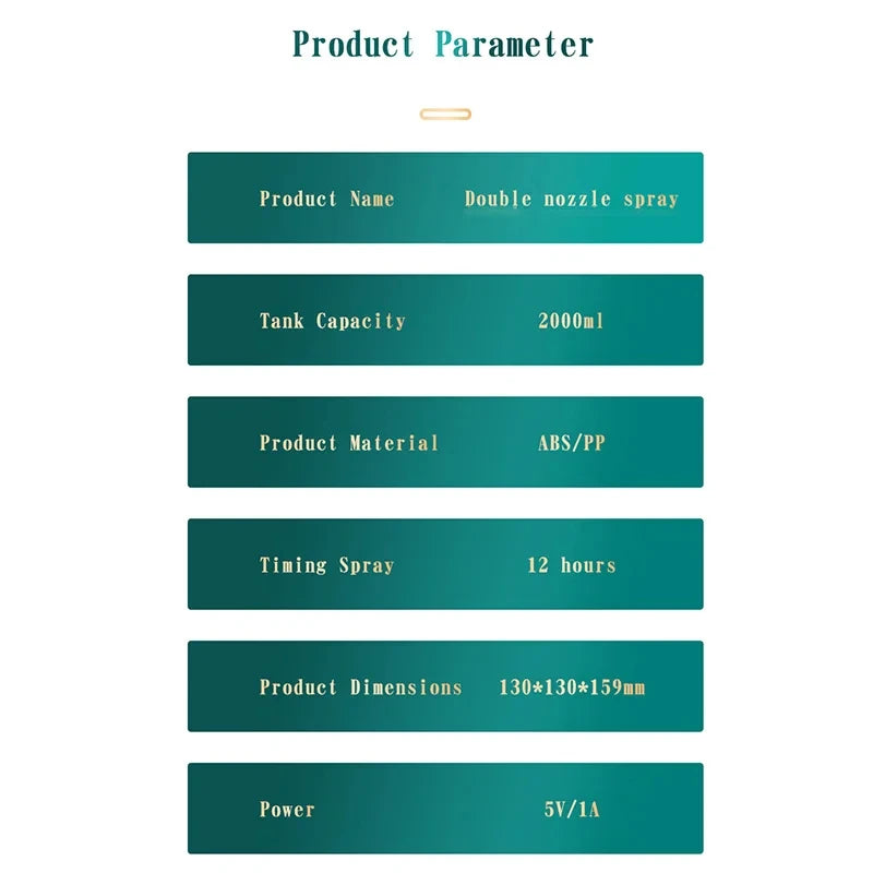 Large Capacity Dual Spray Humidifier Usb Home Bedroom 2L Silent Water Replenisher Air Purifier Wireless Water Diffuser Office