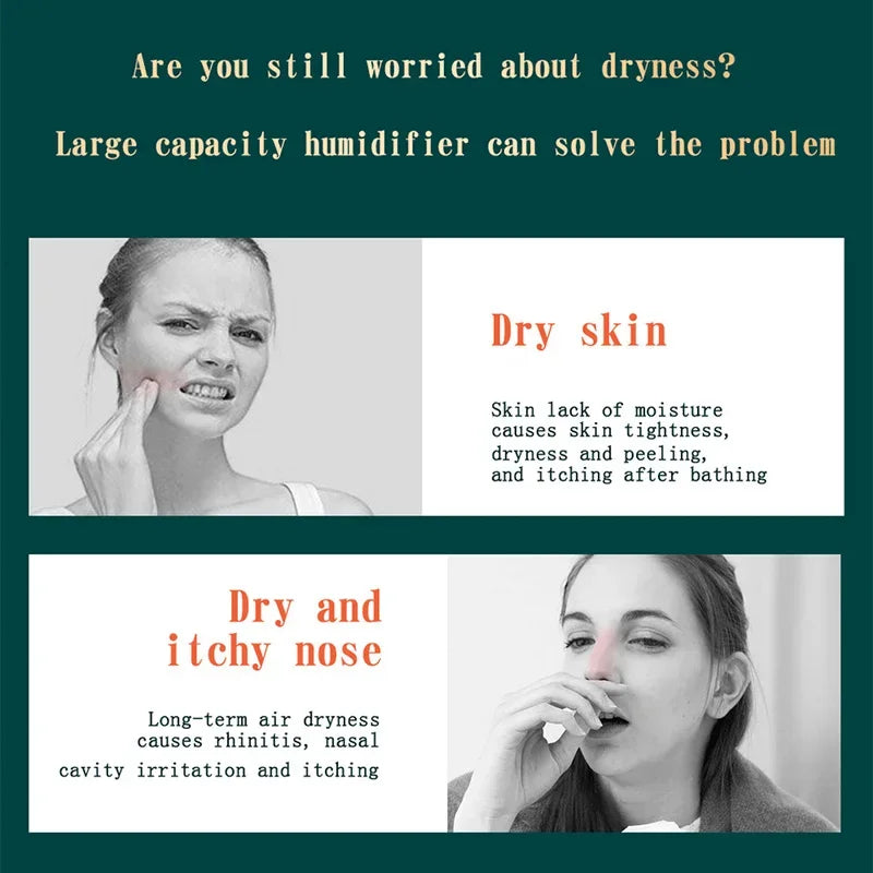 Large Capacity Dual Spray Humidifier Usb Home Bedroom 2L Silent Water Replenisher Air Purifier Wireless Water Diffuser Office