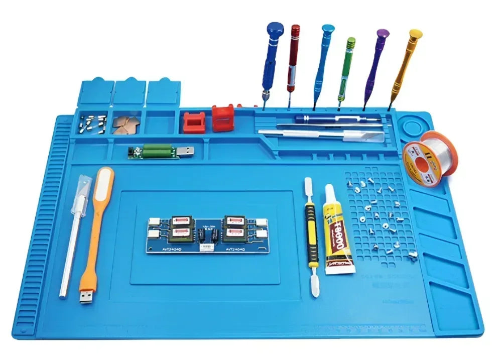 Magnetic Mat Silicone Repair Mat Circuit Board Soldering Pad Heat Resistant 932°F Anti-Static for ESD Iron Phone Repair